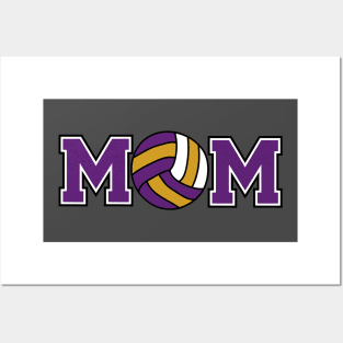Volleyball Mom Purple and Gold Posters and Art